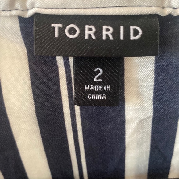 Torrid size 2 Sleeveless Navy & White Striped Challis Dress with Pockets - Picture 6 of 7